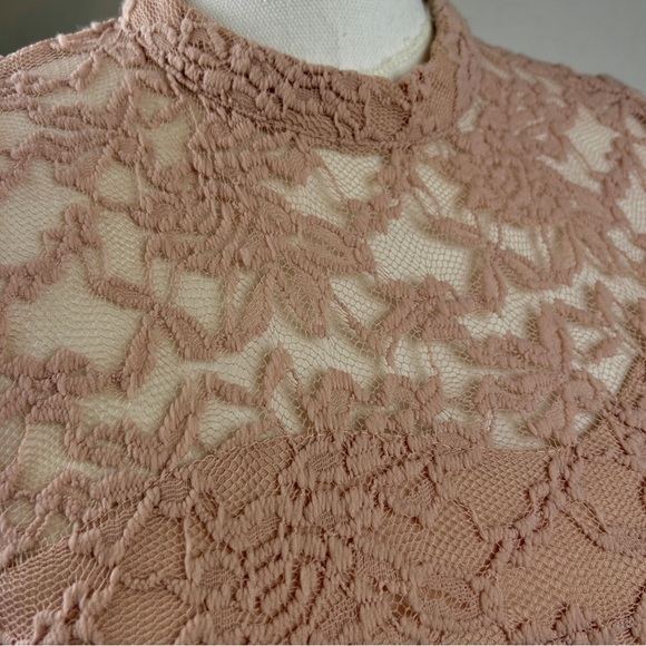 Fire Los Angeles Long Sleeve Floral Lace Knee Length Dress Fully Lined Junior L - Picture 5 of 10